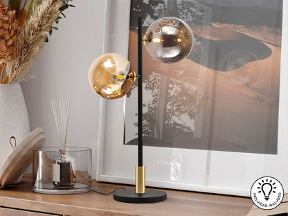 Lámpara Sobremesa Negra y Latón - Schuller Dark - luzguru.com