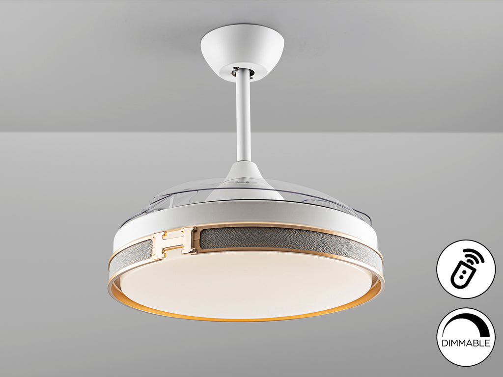 Ventilador de techo Schuller Herón 175180D - Blanco y Oro - luzguru.com