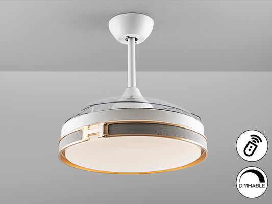 Ventilador de techo Schuller Herón 175180D - Blanco y Oro - luzguru.com