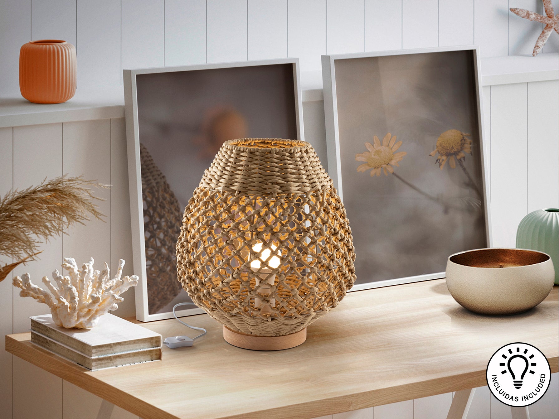 Lámpara Sobremesa Beige Yaiza - Schuller | luzguru.com