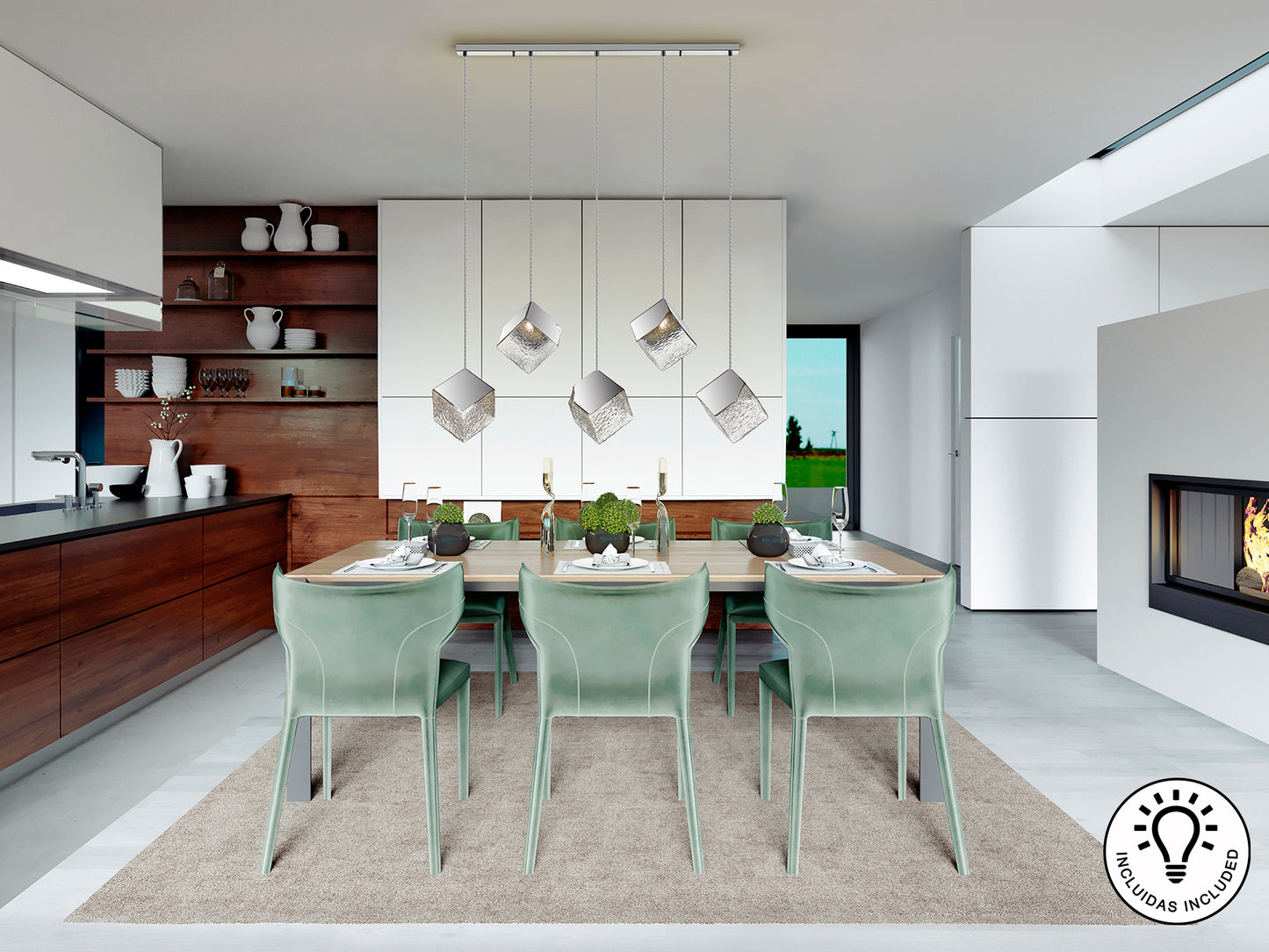 Lámpara de Techo Cromada Schuller Priscila - 5 Luces - luzguru.com