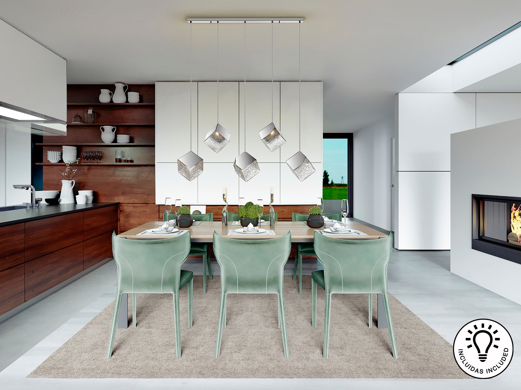 Lámpara de Techo Cromada Schuller Priscila - 5 Luces - luzguru.com