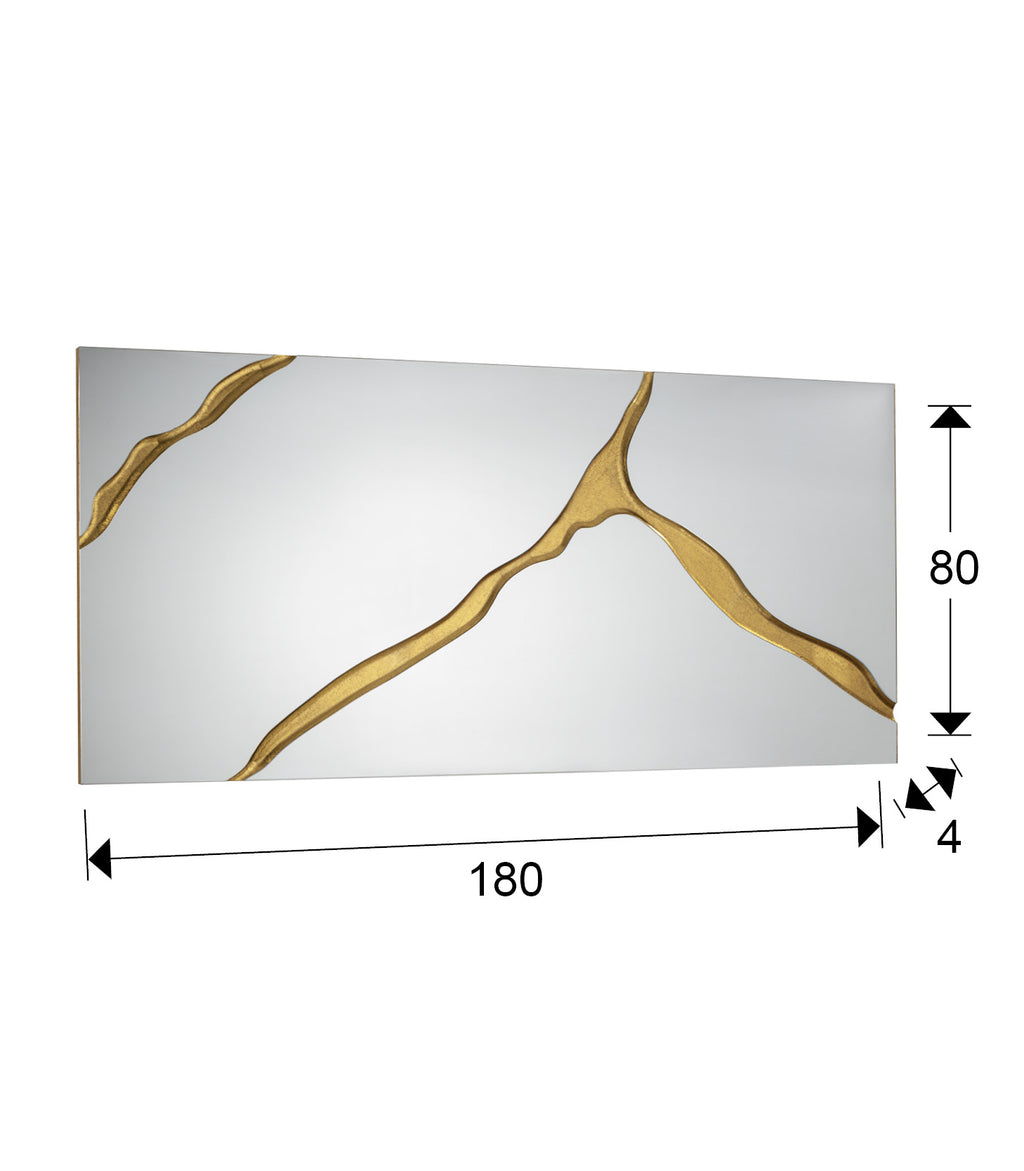 Medidas espejo Schuller Surcos II Pan Oro 80x180 (Ref. 487474): 80x180x4 cm, 38.6 kg.
