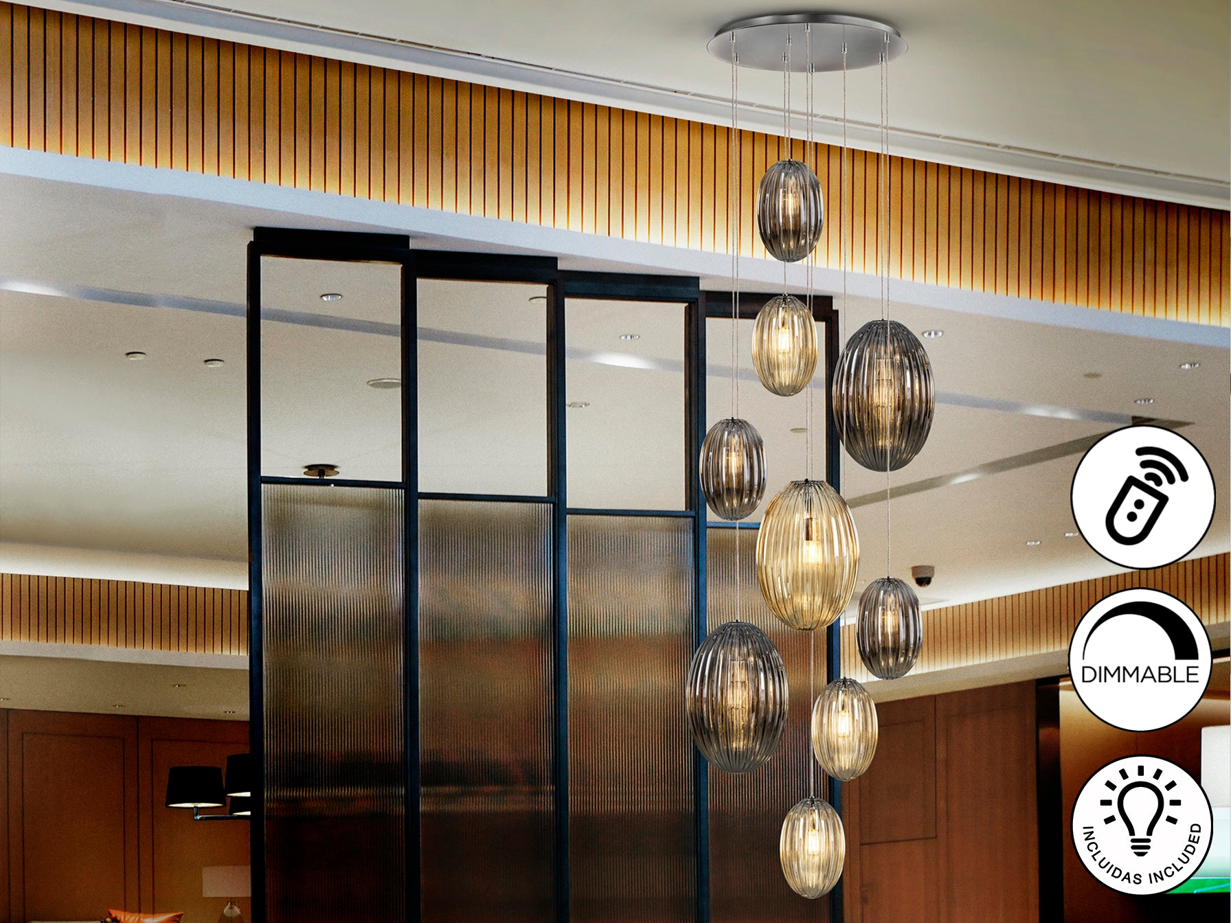 Lámpara Techo Schuller Ovila - Diseño Moderno 9 Luces | luzguru.com