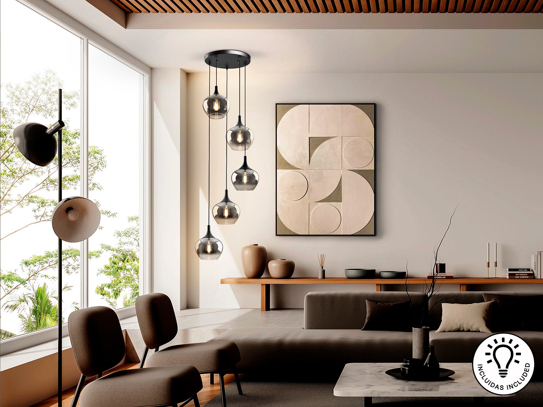 Lámpara de Techo Moderna 5 Luces - Schuller Opaz - luzguru.com