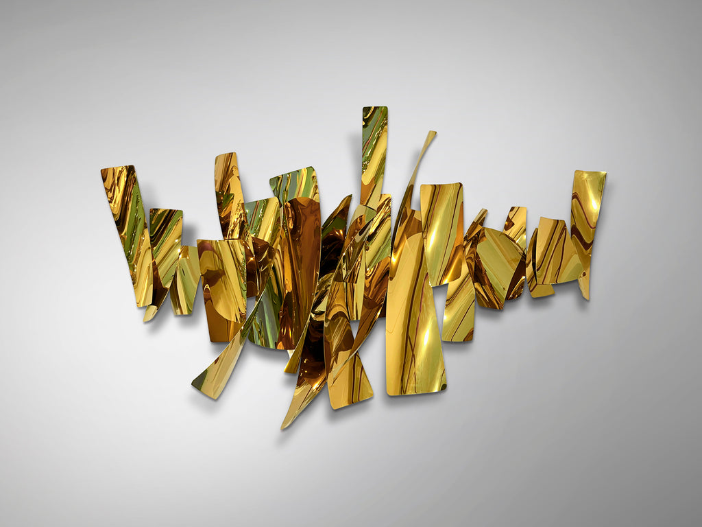 Escultura de Pared Acero Dorado - Schuller Fracture - luzguru.com