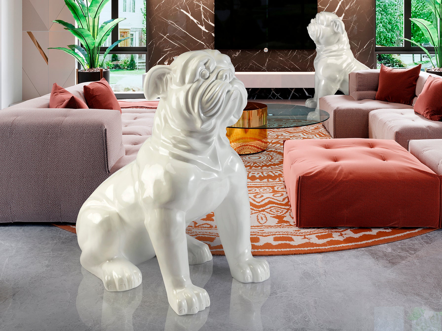 Figura Bulldog Grande Blanca - Schuller White Bulldog | luzguru.com