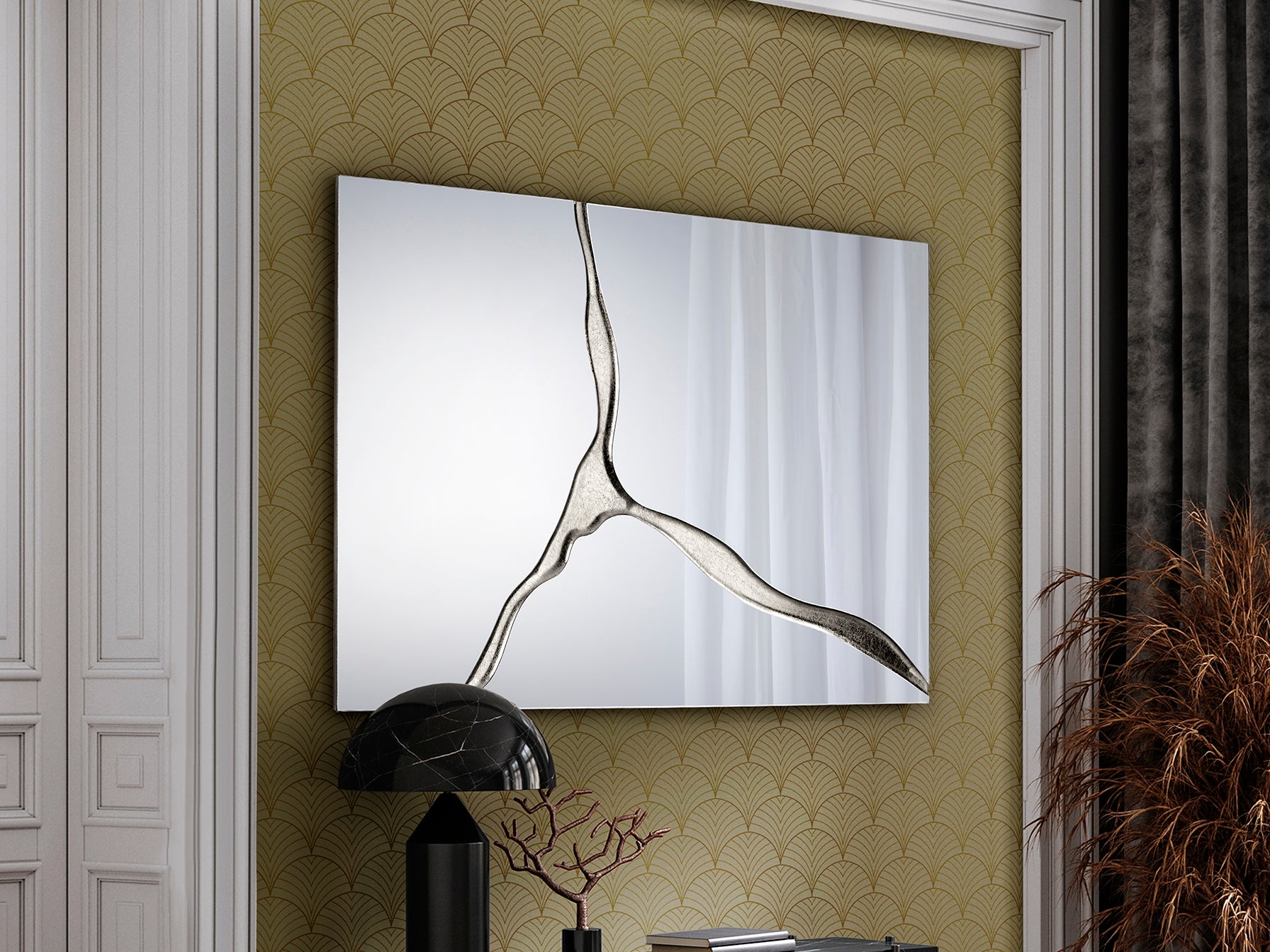 Espejo Rectangular Pan Plata 80x120cm - Schuller Surcos II | luzguru.com