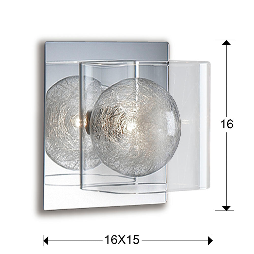 Medidas Aplique Schuller Eclipse 506847: 16x16x15 cm.  Pantalla 12x12x12 cm. Florón 11x11x2 cm.
