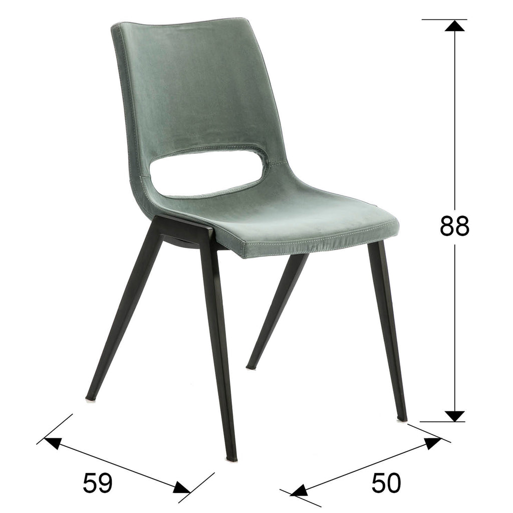 Medidas Silla Aloha Azul Schuller 851973: Alto 88cm, Ancho 50cm, Fondo 59cm, Alto Asiento 45cm, Ancho Asiento 45cm, Fondo Asiento 43cm, Ancho Respaldo 42cm, Alto Respaldo 40cm.
