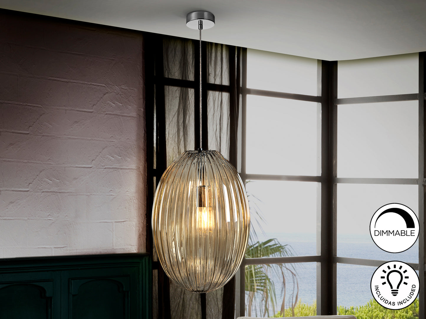 Lámpara de Metal y Cristal Ovila - Schuller - Calidad Premium | luzguru.com