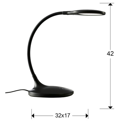 Medidas Lámpara Sobremesa LED Schuller Scoop 552764: 32x42x17cm (Ancho x Alto x Profundo). Altura regulable de 25 a 50cm.  Peso: 1.65kg.
