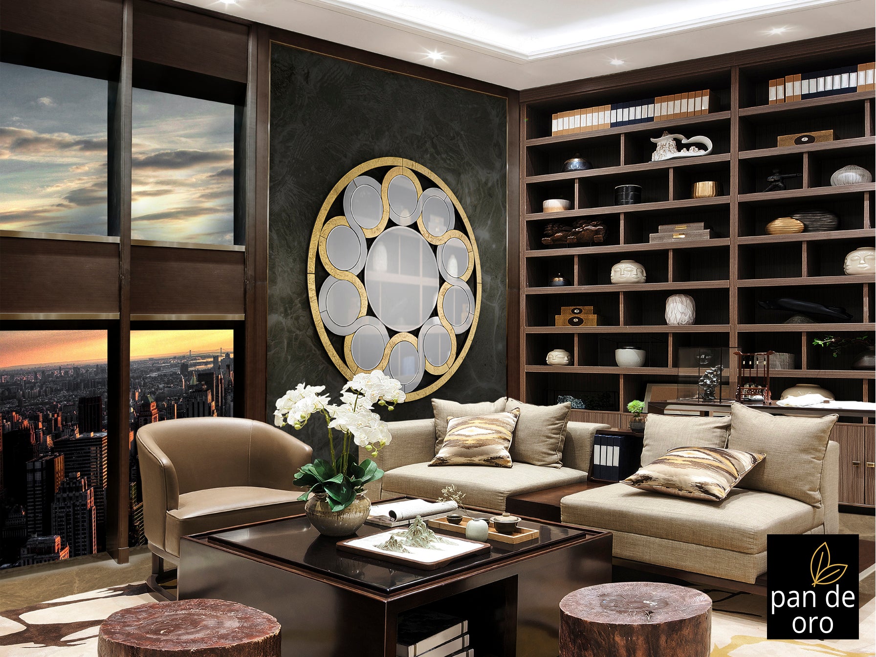 Schuller 619240 - Espejo Zendaya Oro 120cm - luzguru.com