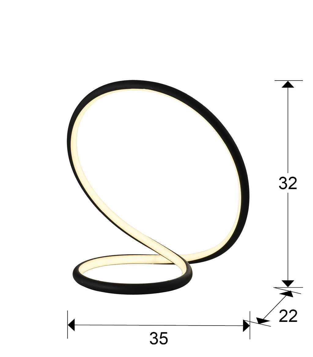 Medidas Sobremesa INFINITO Negro Schuller 963053: 35x32x22 cm.
