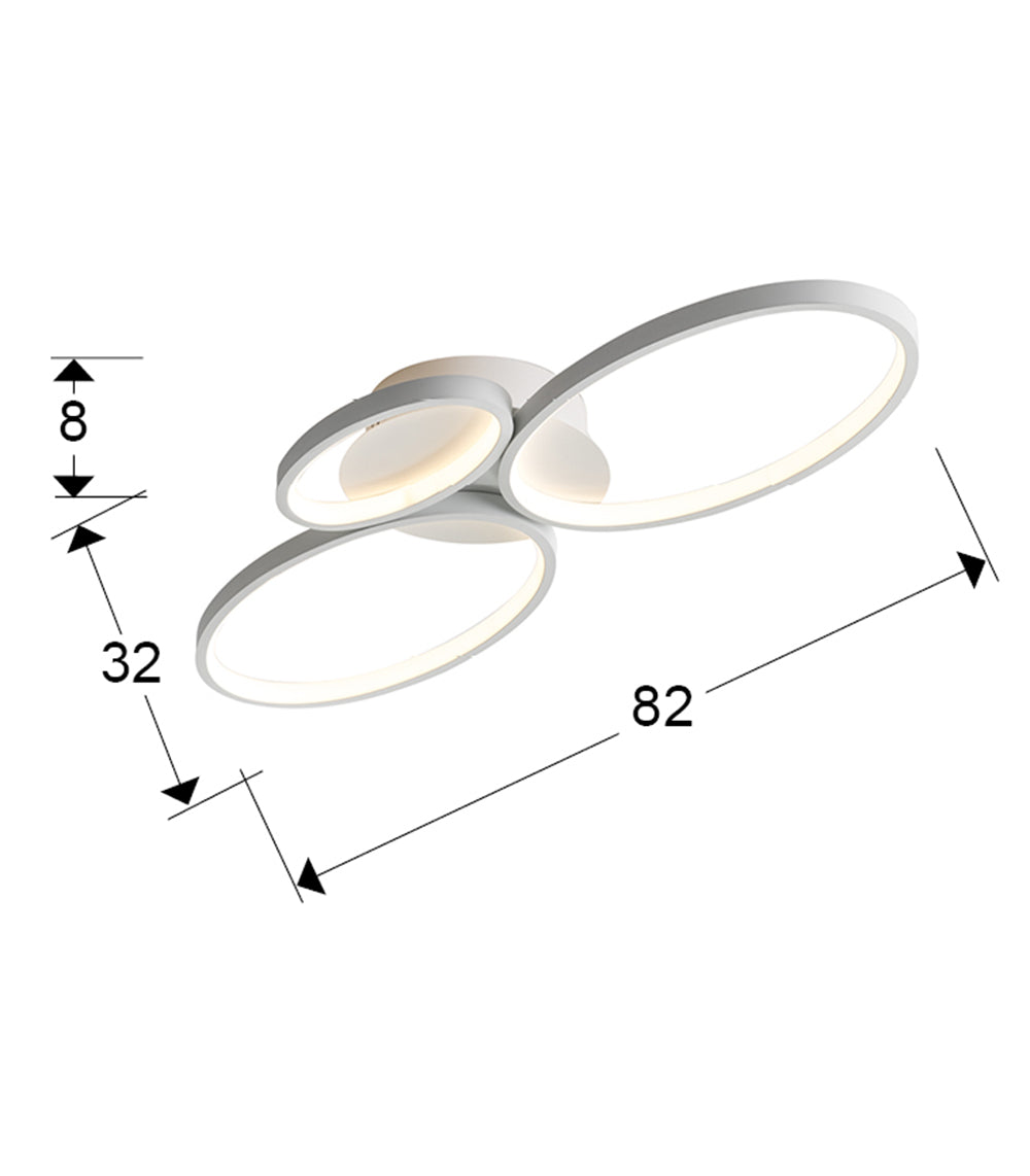 Medidas Plafón LED Schuller Sios 518394: 82x9x32 cm.  Blanco arenado.
