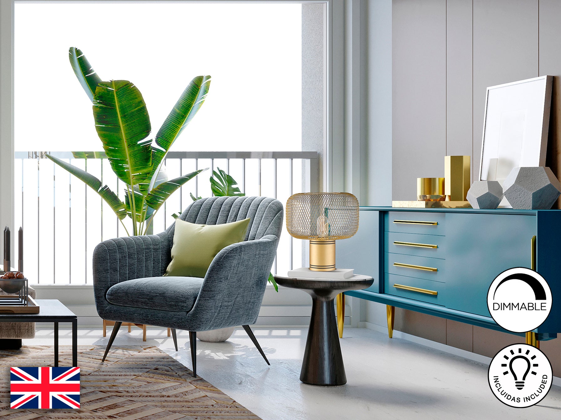 Lámpara Sobremesa Schuller Osiris - Oro Elegante | luzguru.com