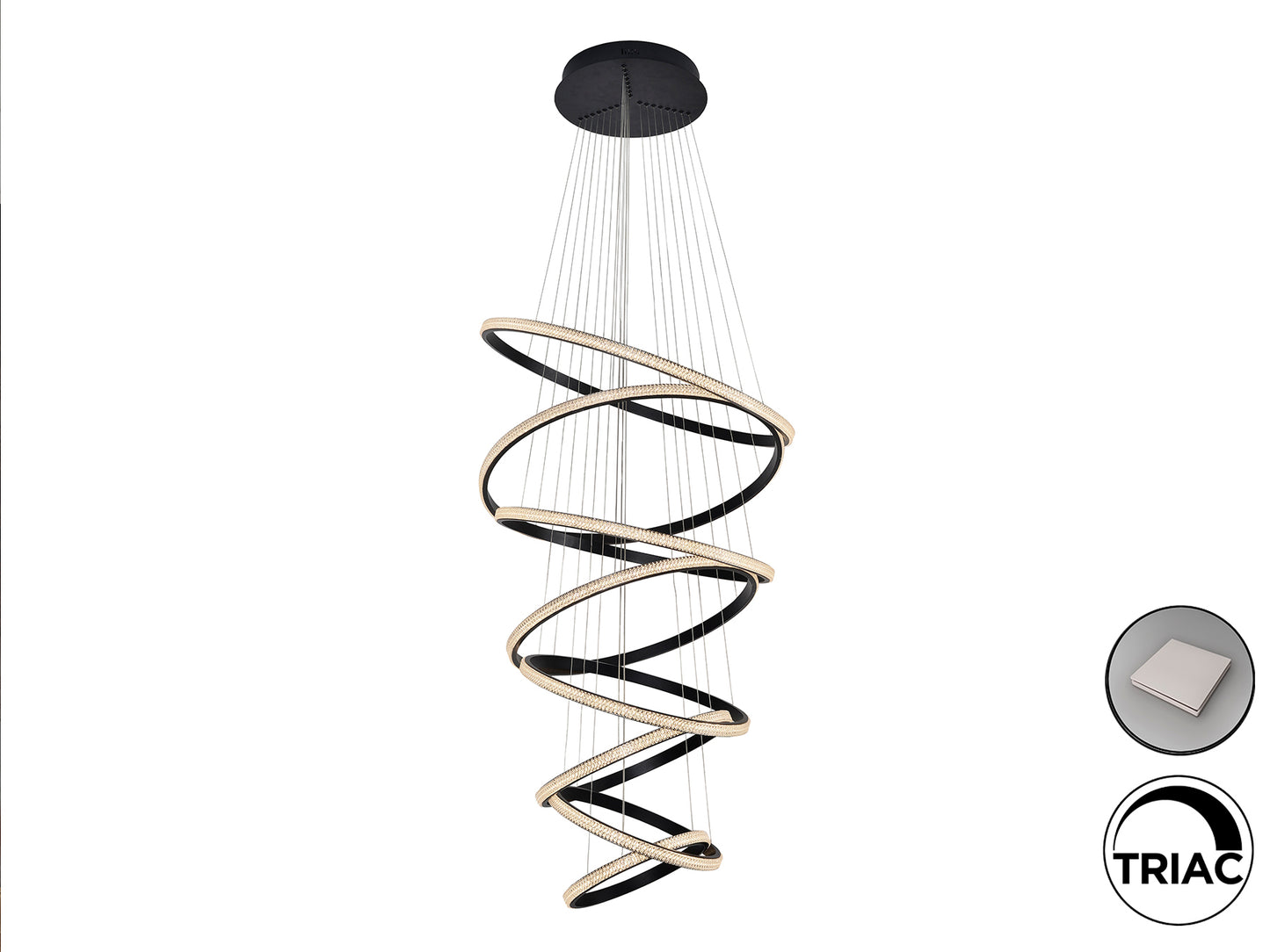 Lámpara de Techo 8 Aros Negra - Schuller Ring - Calidad Premium | luzguru.com