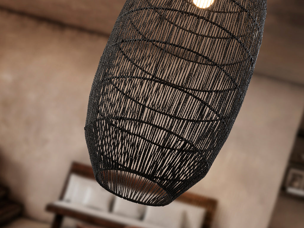 Lámpara de Papel Trenzado Negra - Schuller Tizne | luzguru.com