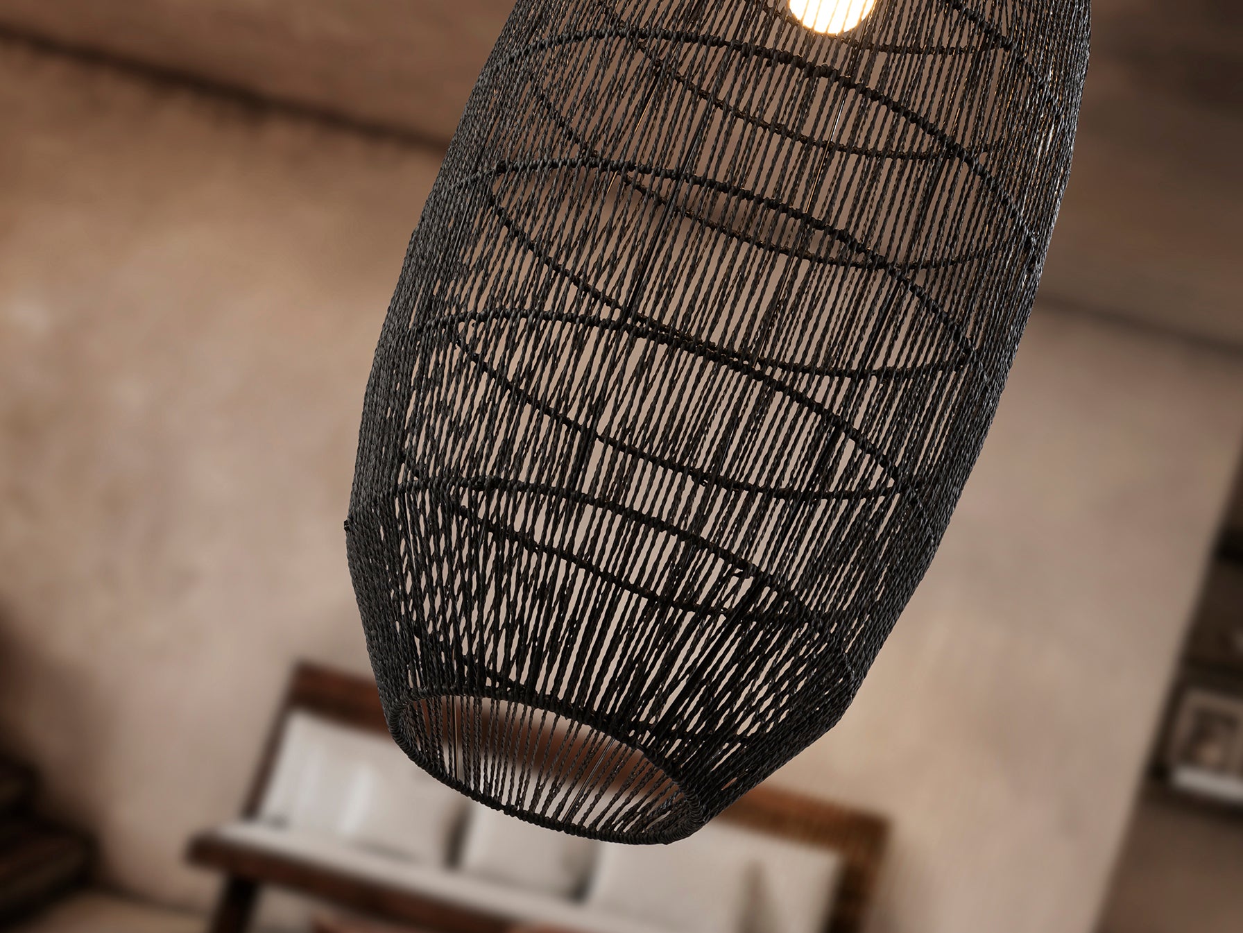Lámpara de Papel Trenzado Negra - Schuller Tizne | luzguru.com