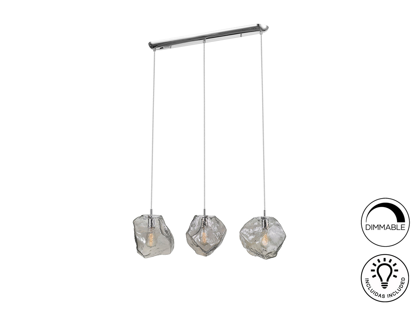 Lámpara de Techo 3 Luces Cromada Schuller Petra - luzguru.com