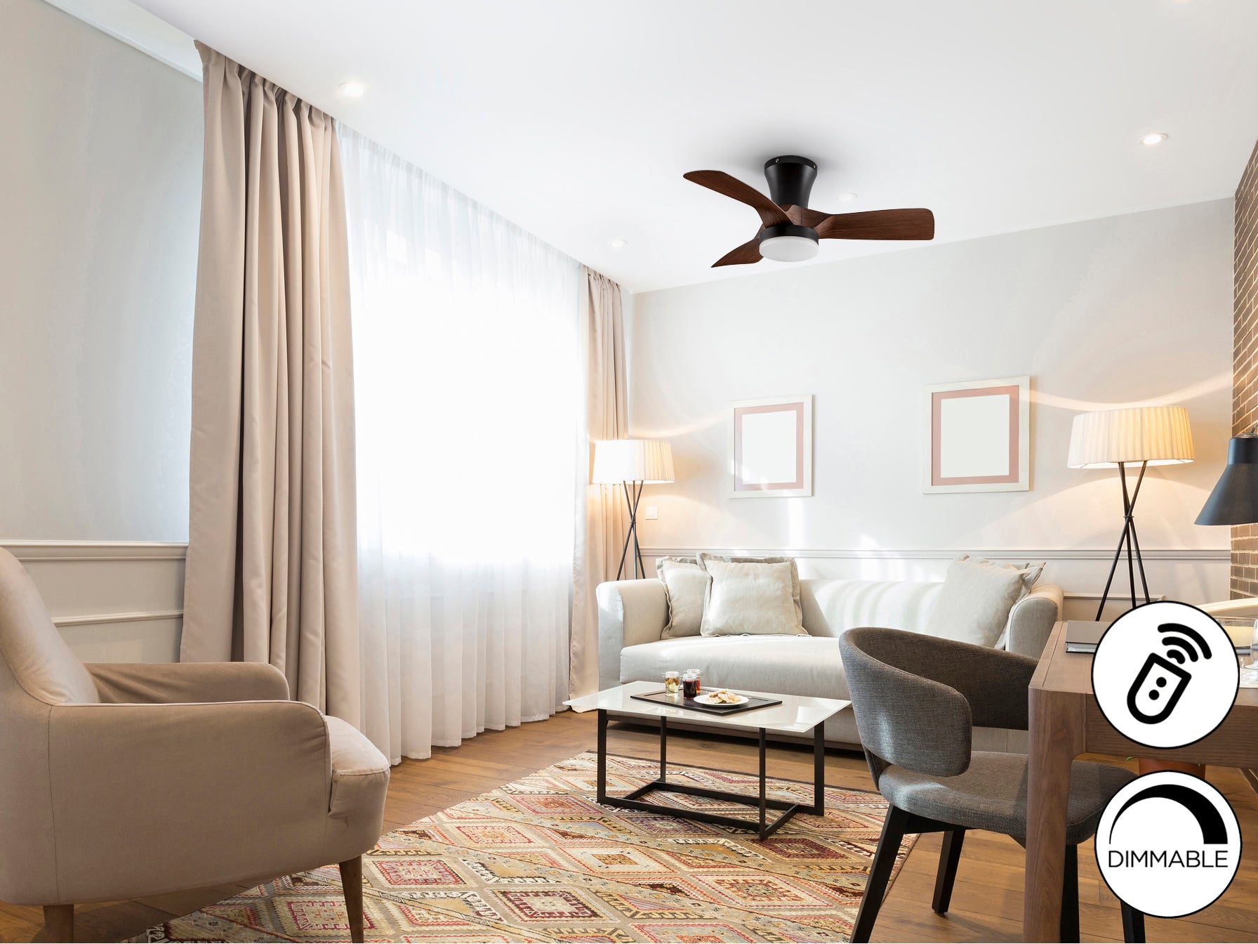 Ventilador Techo Schuller Polaris - Negro Nogal - luzguru.com