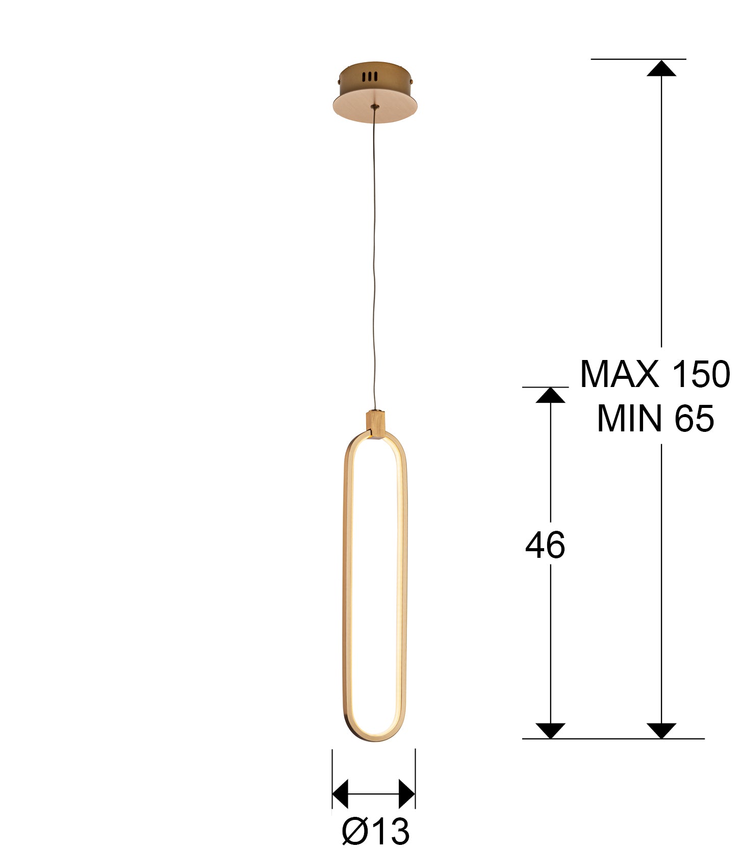 Medidas Lámpara Colette Oro Rosa Schuller 787130: Alto 49cm, mín. 65cm, máx. 150cm. Florón 5x11cm. Peso 0.63kg.
