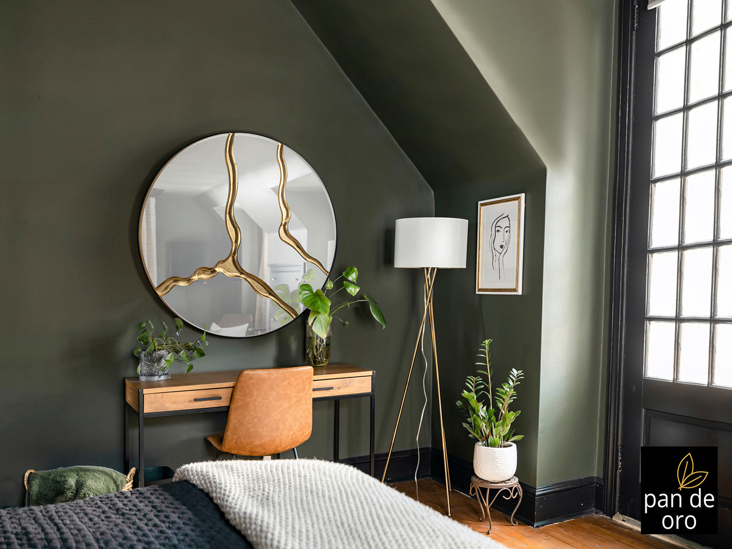 Espejo Schuller Surcos Pan de Oro - Diseño Elegante | luzguru.com