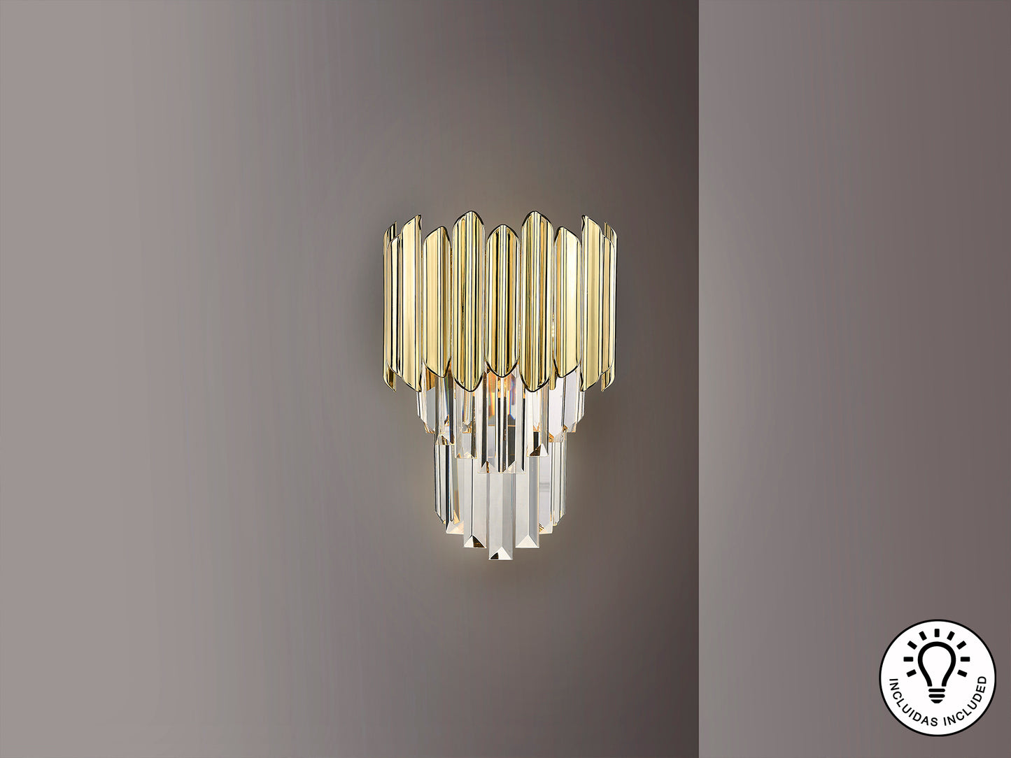 Aplique Pared Cromado Dorado - Schuller Tiara - luzguru.com