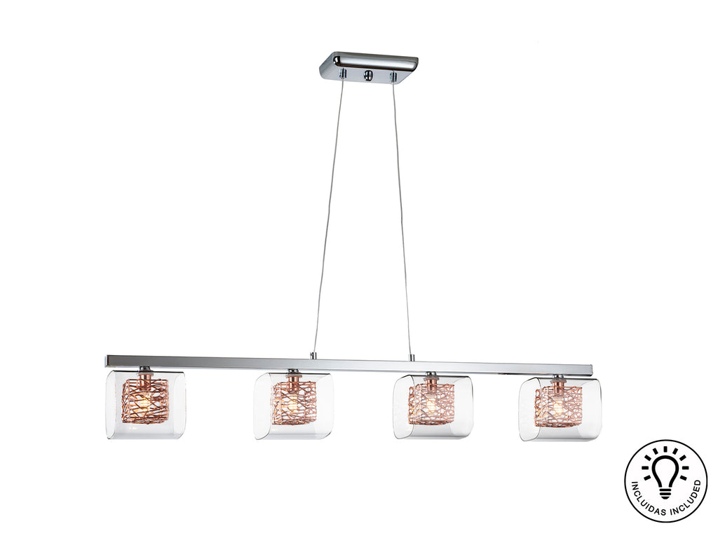 Lámpara Lios 4 Luces Cromado Cobre - Schuller 867012 - luzguru.com