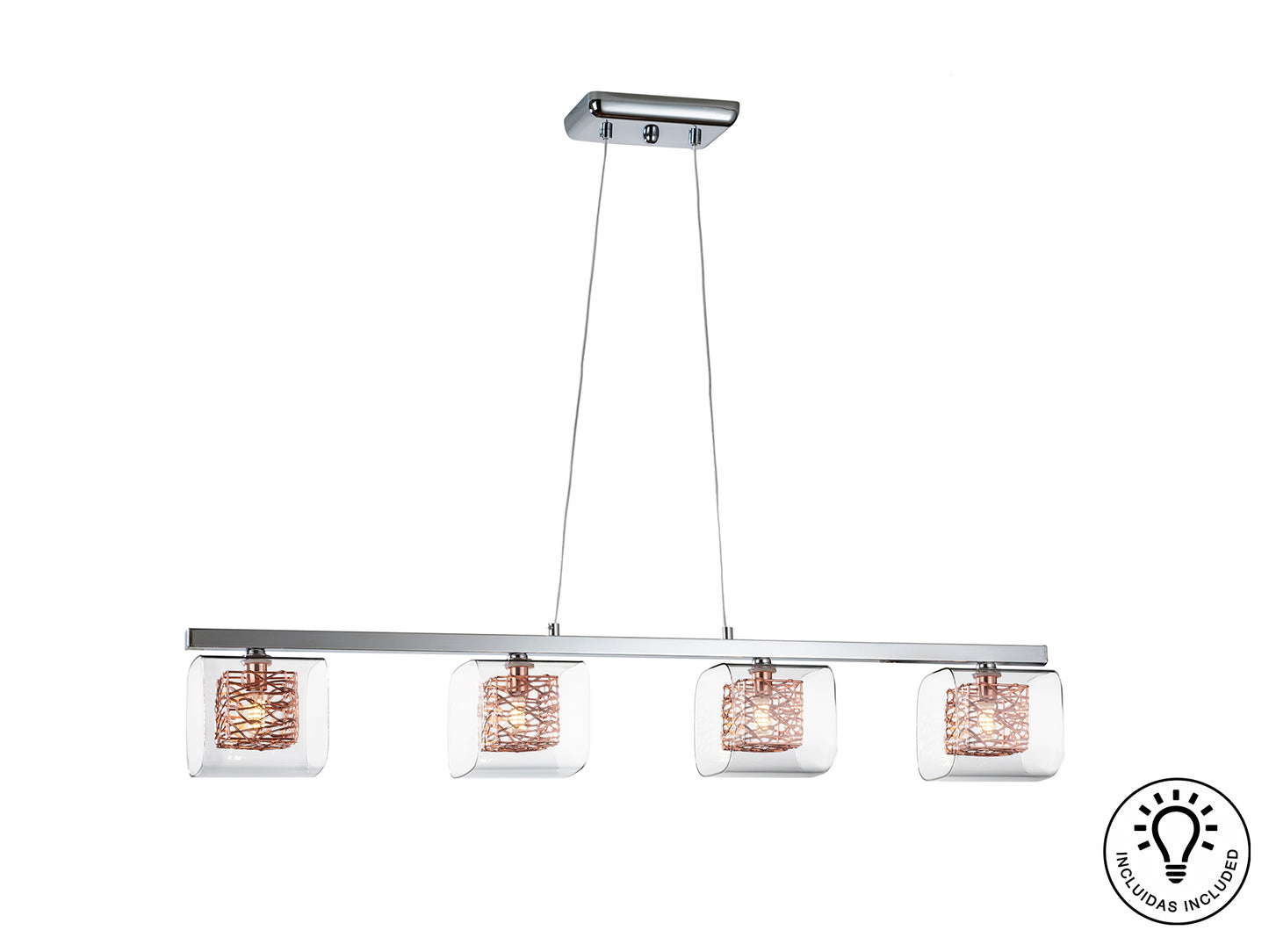 Lámpara Lios 4 Luces Cromado Cobre - Schuller 867012 - luzguru.com