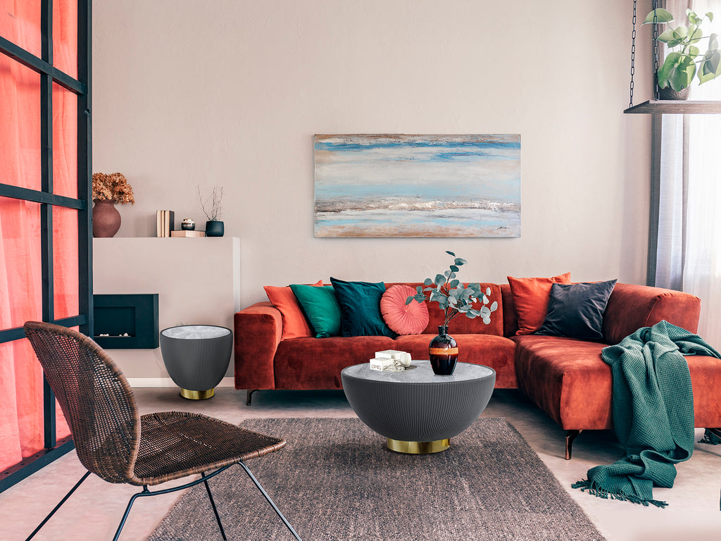 Mesa Centro Moderna Gris y Latón - Schuller Candy | luzguru.com