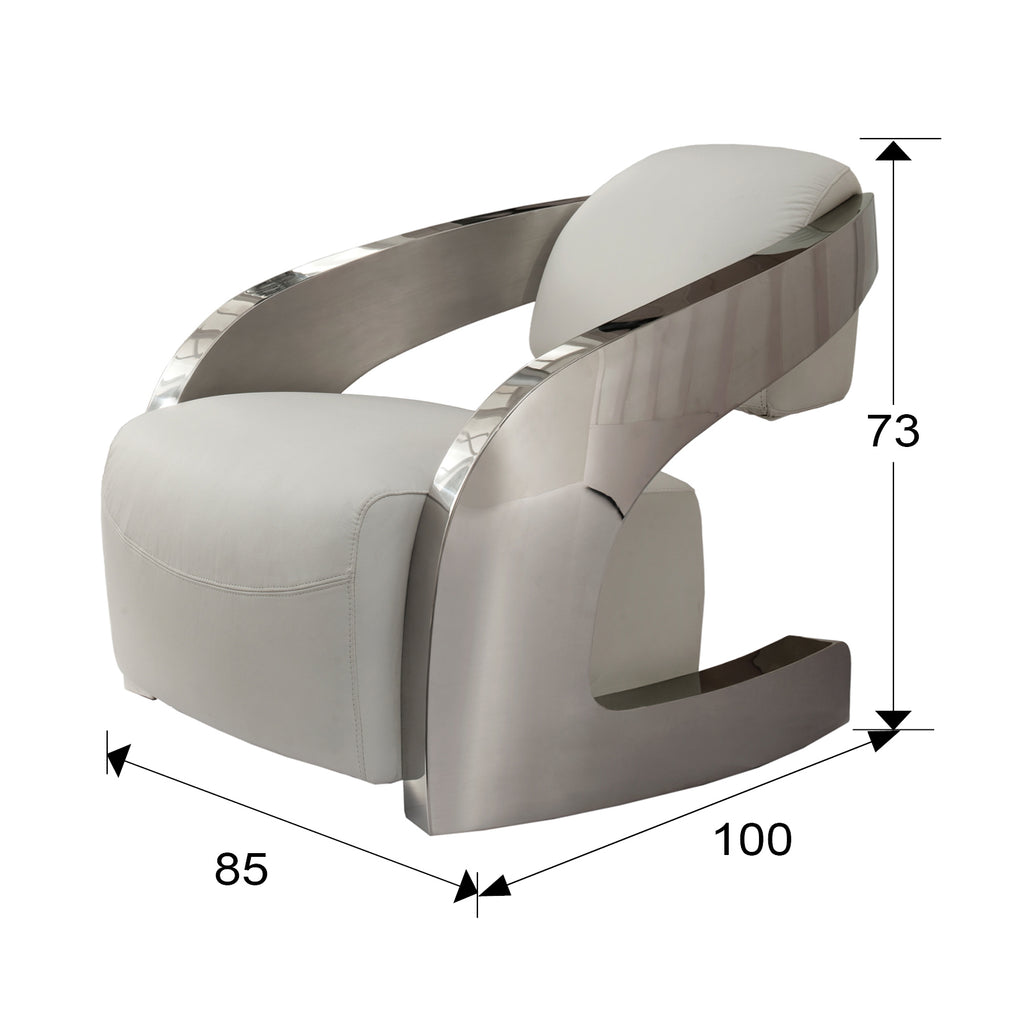 Medidas Sillón Amanda Schuller 532115: 85x73x100 cm (Ancho x Alto x Profundo).  Incluye medidas de asiento y respaldo.

