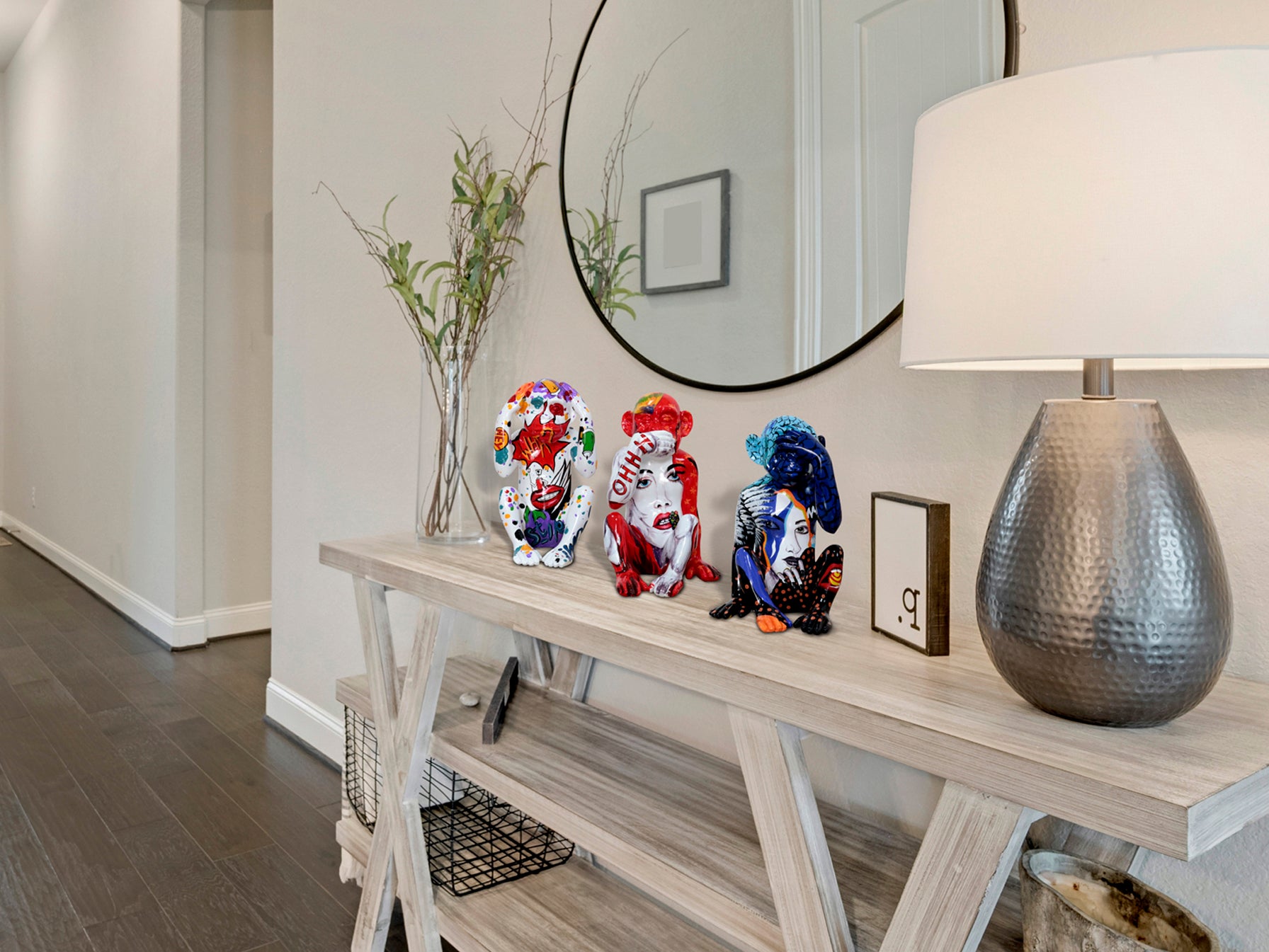 Set 3 Figuras Decorativas Monos Sabios - Schuller | luzguru.com