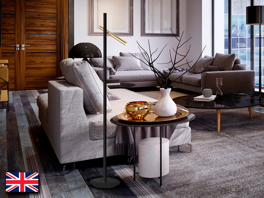 Lámpara de Pie Moderna Oro Negro - Schuller Varas | luzguru.com