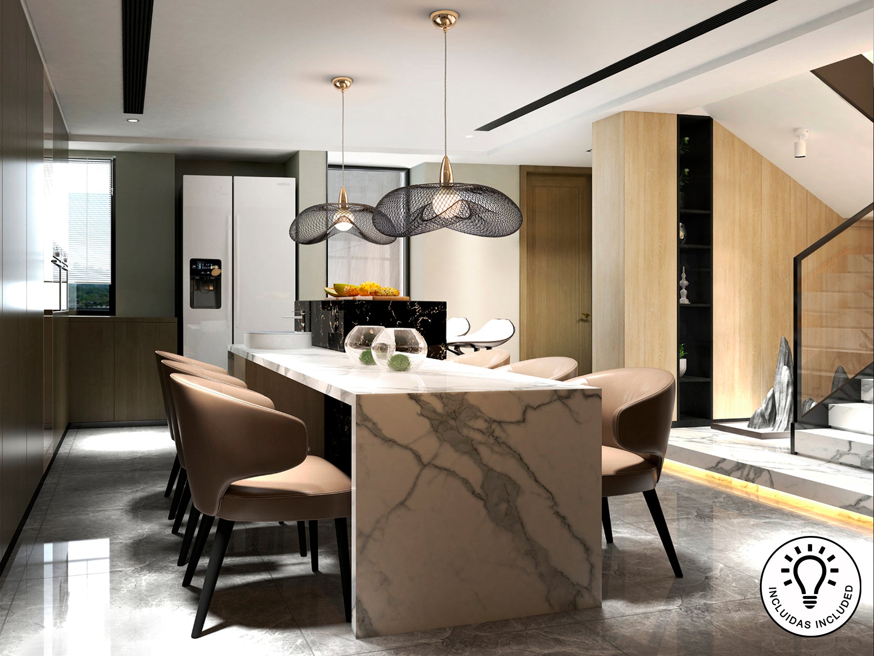 Lámpara de Metal Oro y Negro - Schuller Forma - luzguru.com