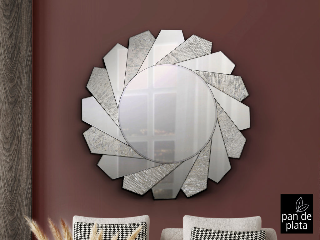 Espejo Moderno Flavia Ø100cm Plata - Schuller | luzguru.com