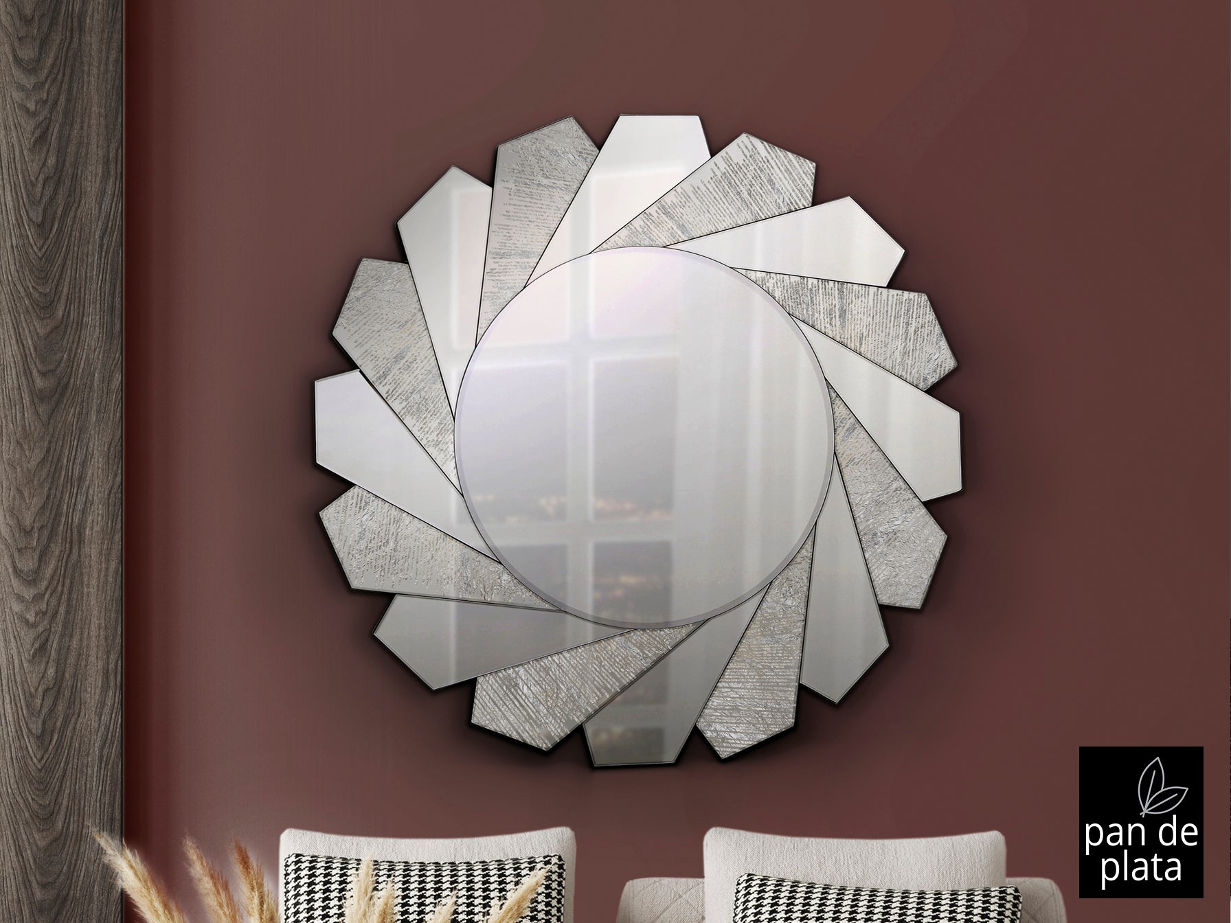 Espejo Moderno Flavia Ø100cm Plata - Schuller | luzguru.com