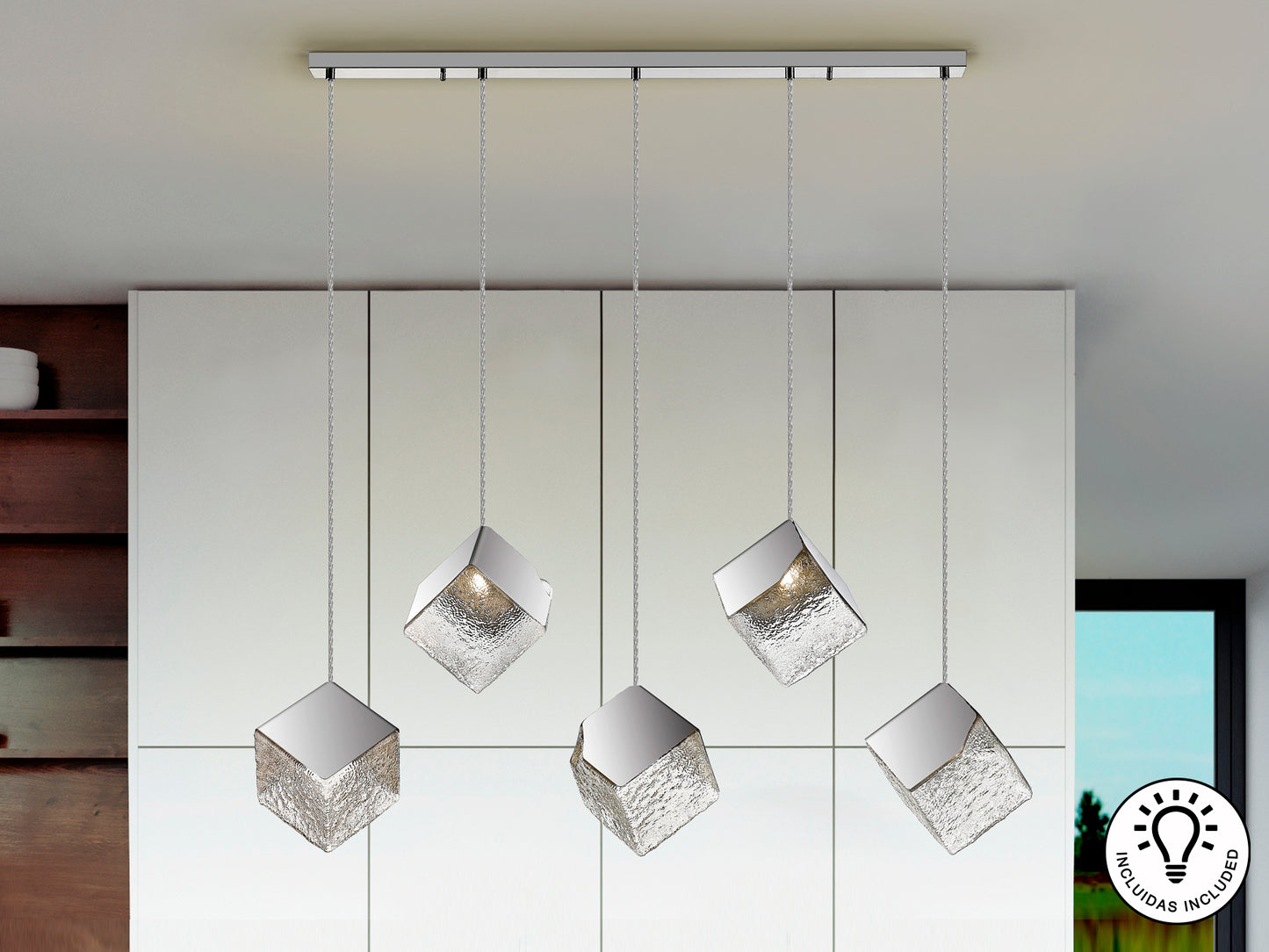 Lámpara de Techo Cromada Schuller Priscila - 5 Luces - luzguru.com