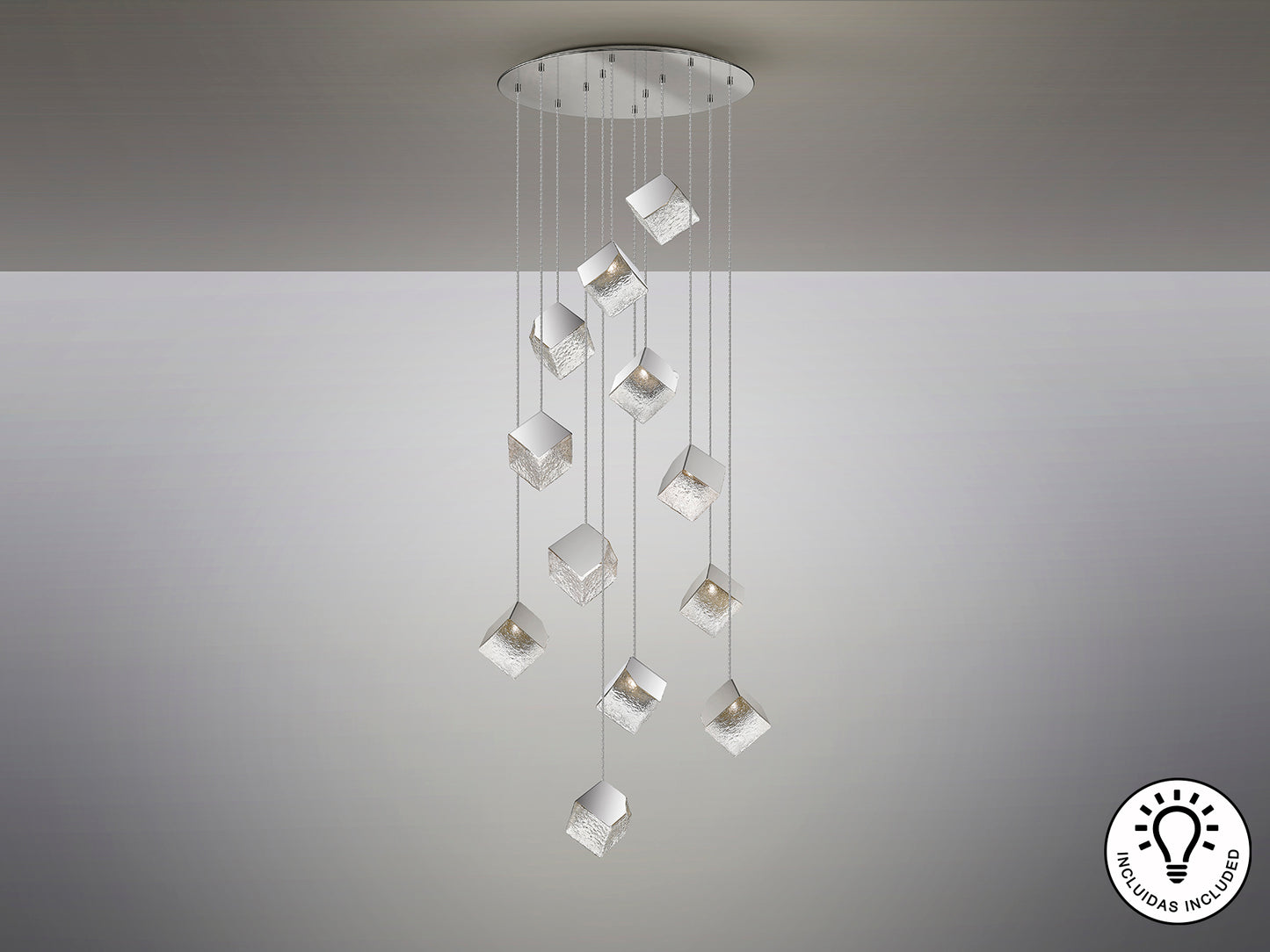 Lámpara Moderna Cromada 12 Luces - Schuller Priscila | luzguru.com