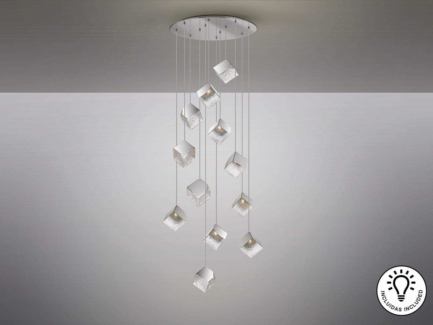 Lámpara Moderna Cromada 12 Luces - Schuller Priscila | luzguru.com