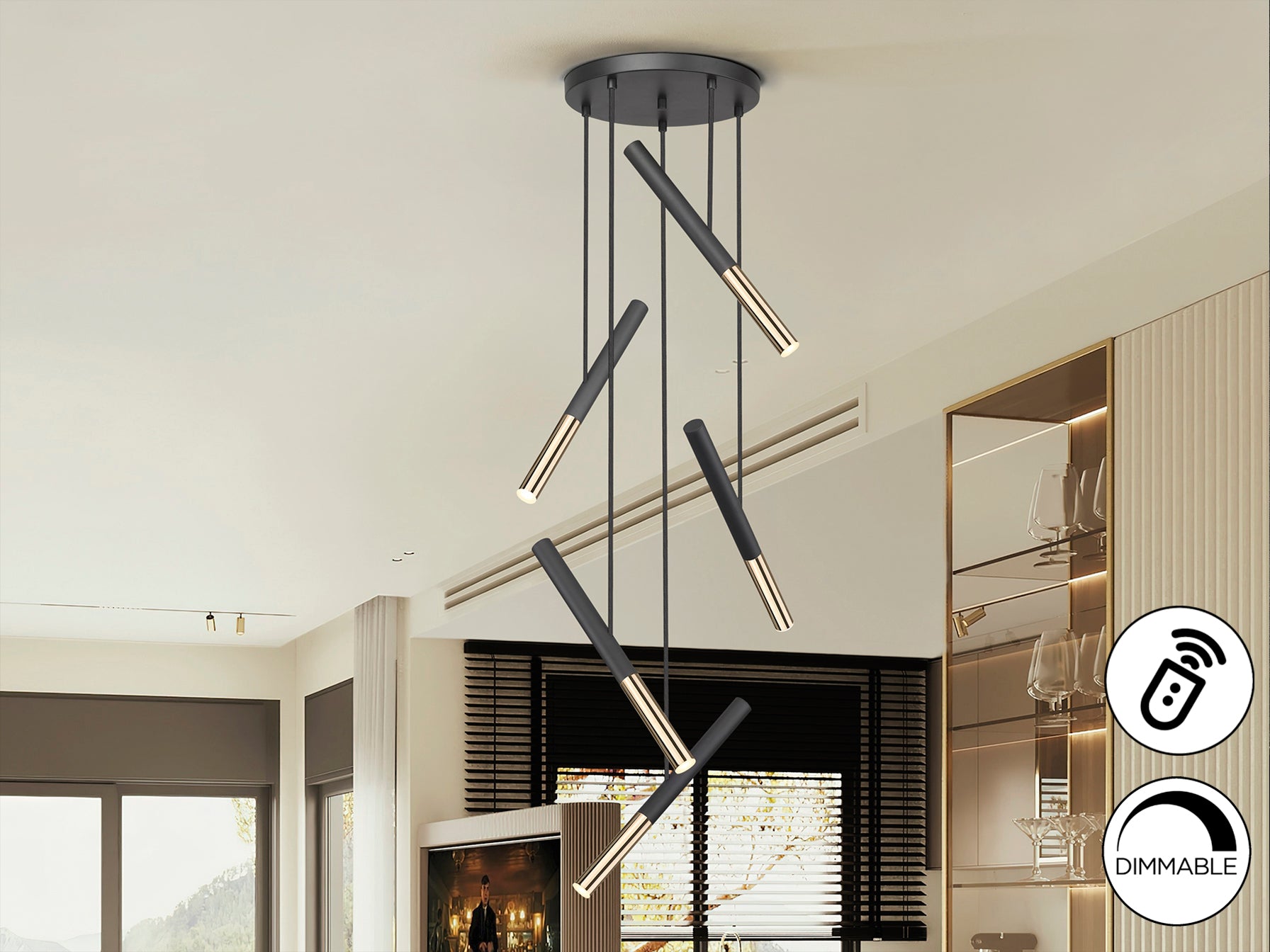 Lámpara Moderna Negro Oro - Schuller Edna - Calidad Premium | luzguru.com