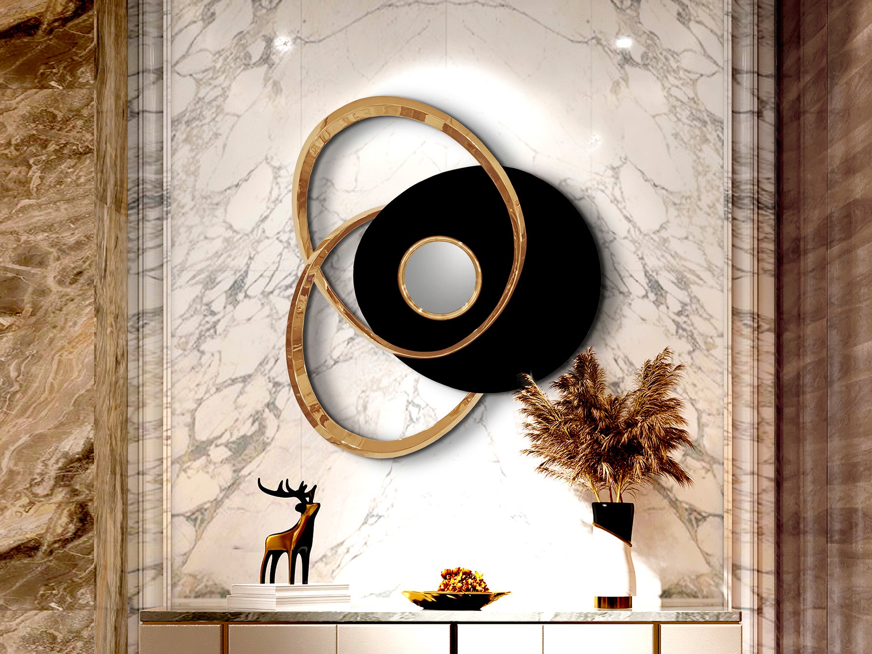 SCHULLER 498722 - Escultura de Pared Trio Oro Rosa y Negra - LUZGURÚ