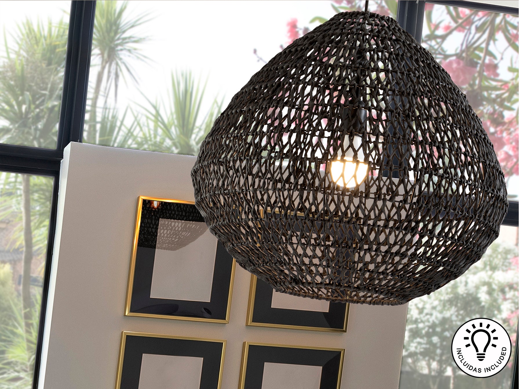 Lámpara de Papel Trenzado Negra - Schuller Maon | luzguru.com