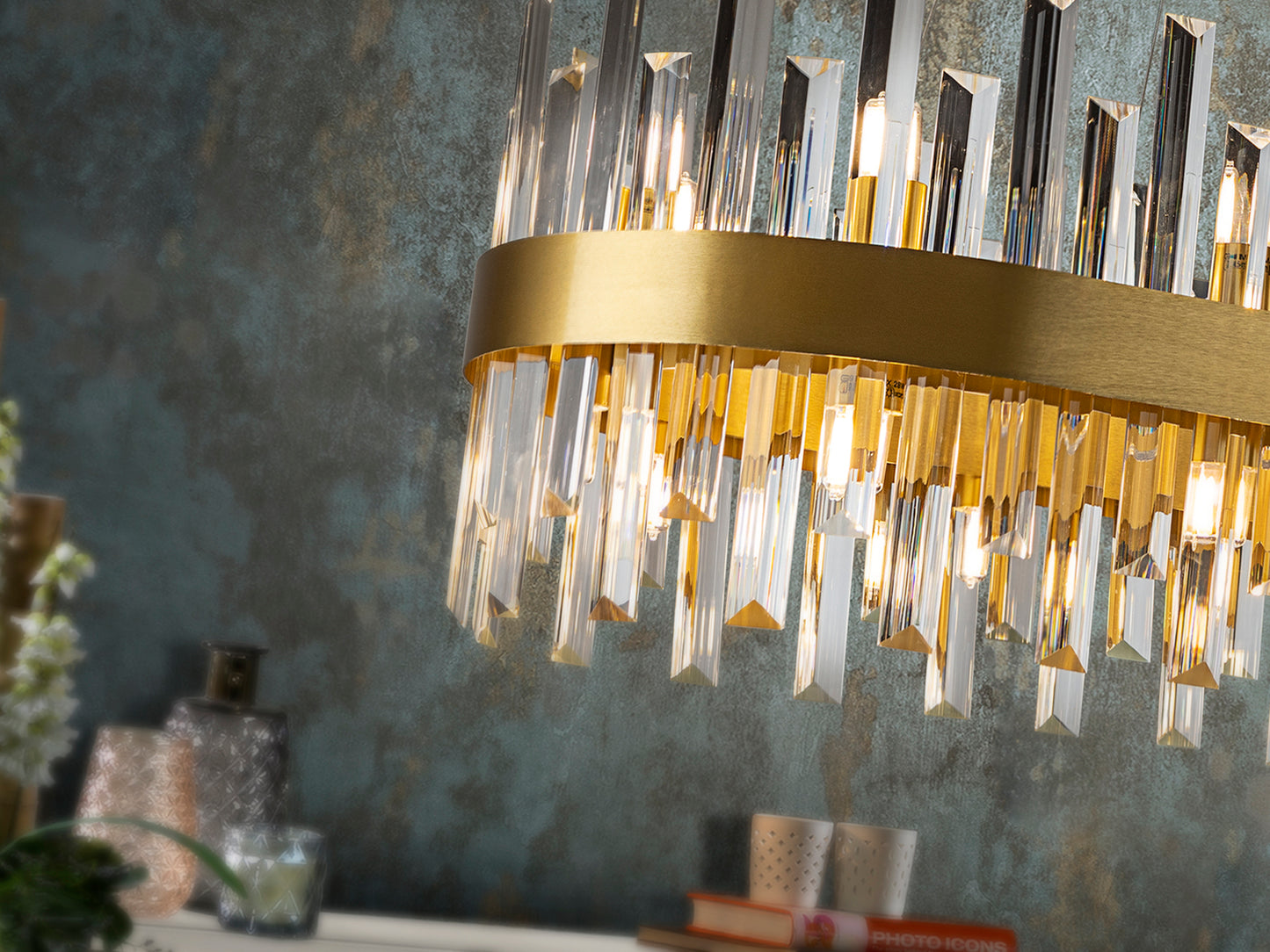 Lámpara Ovalada Oro Schuller Grace - Iluminación de Lujo | luzguru.com