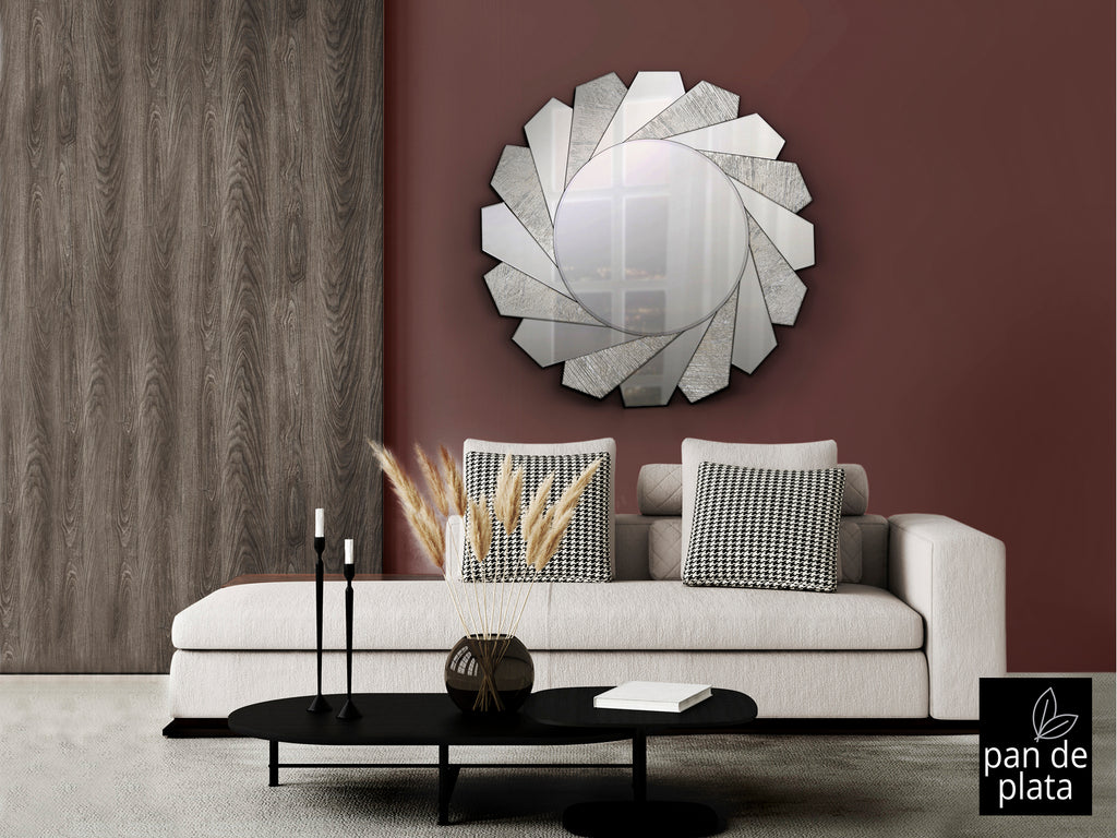 Espejo Moderno Flavia Ø100cm Plata - Schuller | luzguru.com