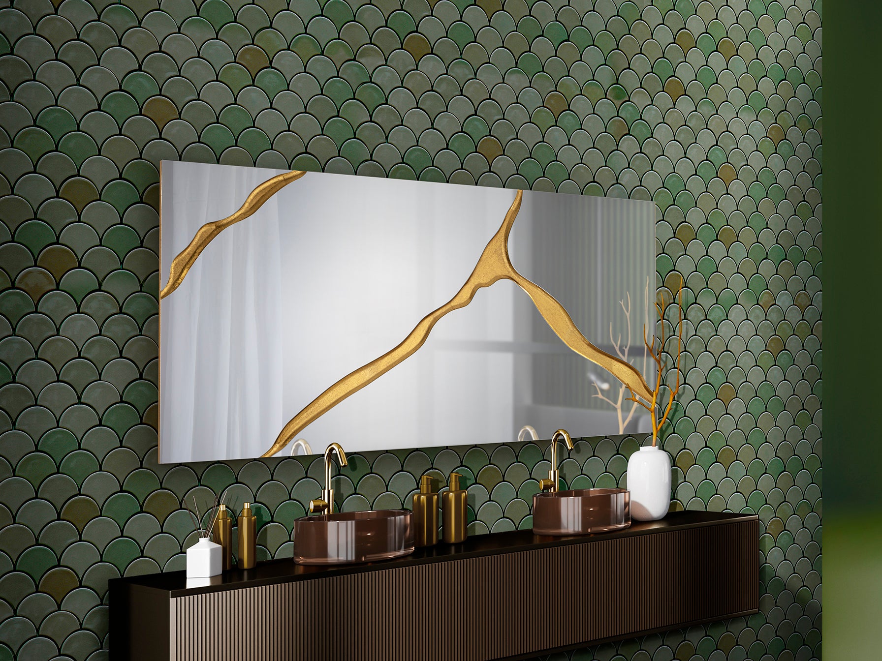 Espejo Schuller Surcos Pan Oro 80x180cm - Diseño Moderno | luzguru.com