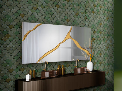 Espejo Schuller Surcos Pan Oro 80x180cm - Diseño Moderno | luzguru.com