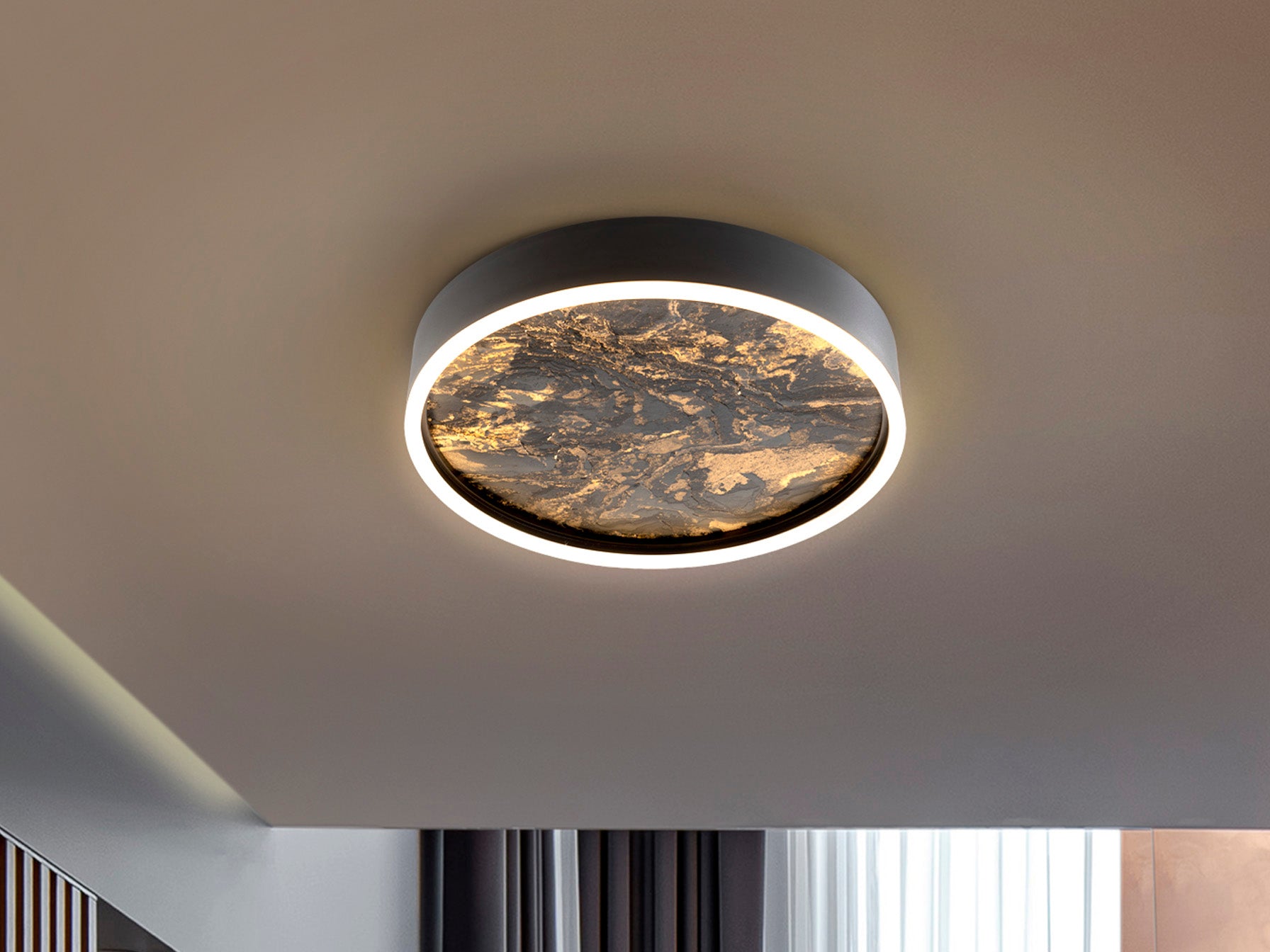Plafón LED Schuller Stone - Iluminación Moderna Negro 40cm | luzguru.com