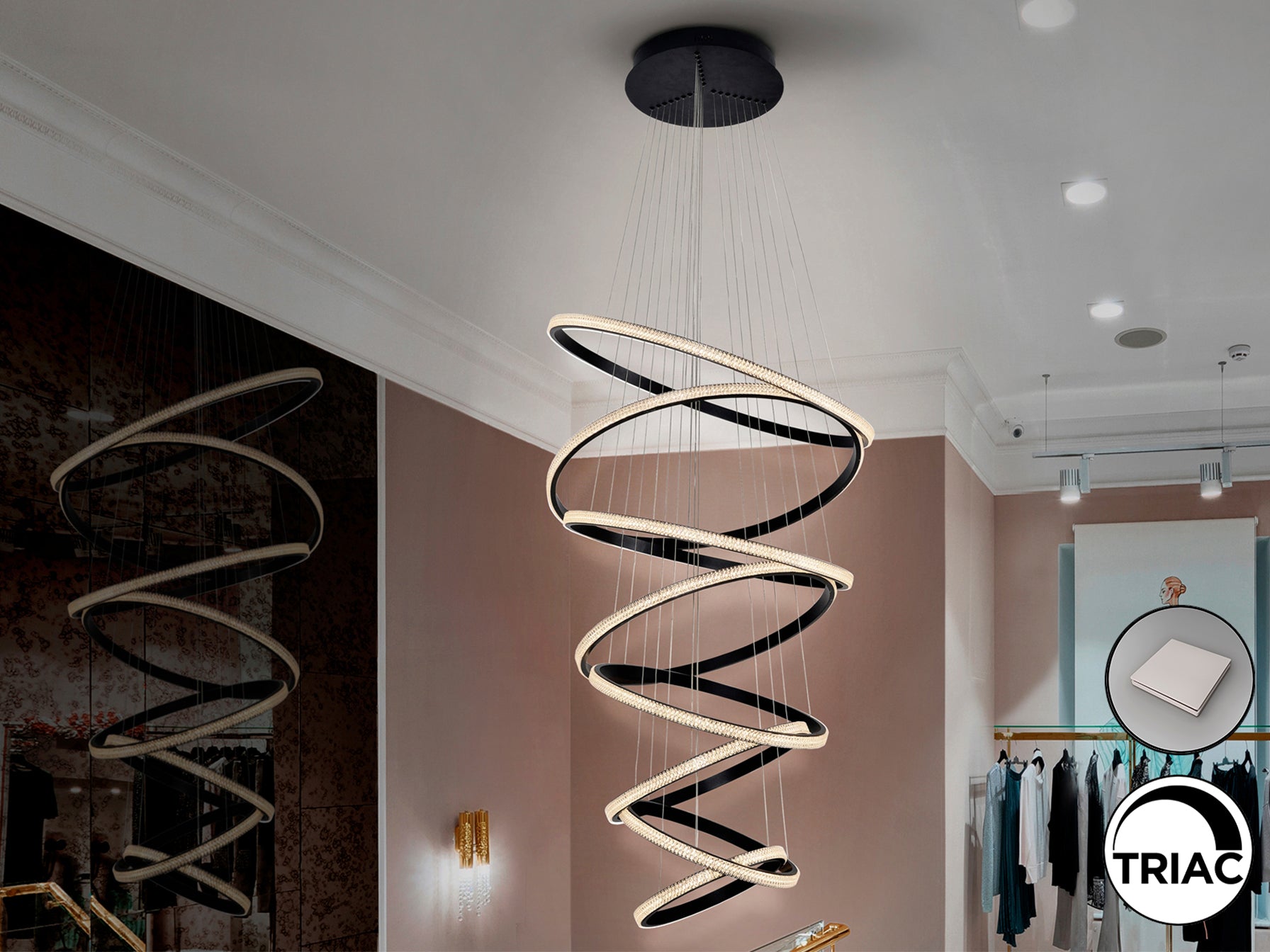 Lámpara de Techo 8 Aros Negra - Schuller Ring - Calidad Premium | luzguru.com