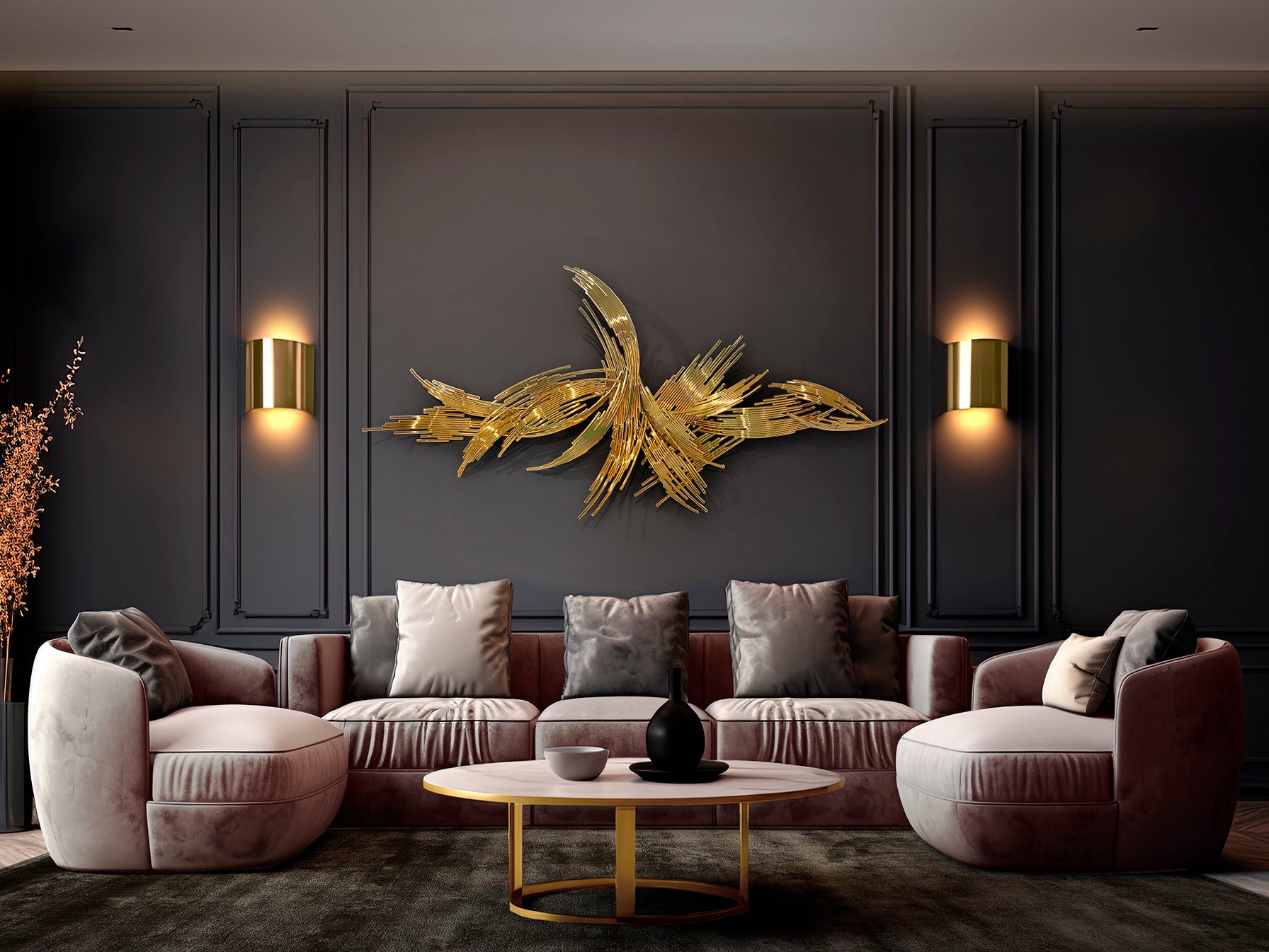 Escultura de Pared Moderna Dorado - Schuller Odisea | luzguru.com